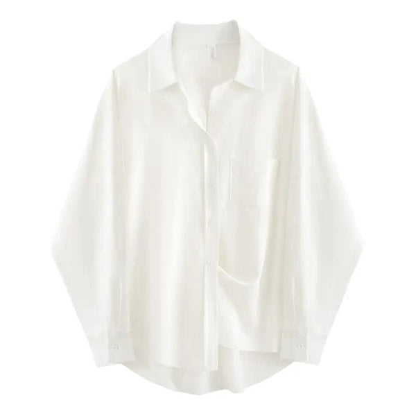 Oversize Solid Basic Shirt  White S  - VONVEX