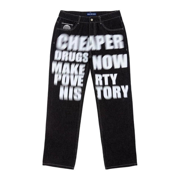 Y2k Letter Printed Black Pants  Color S  - VONVEX