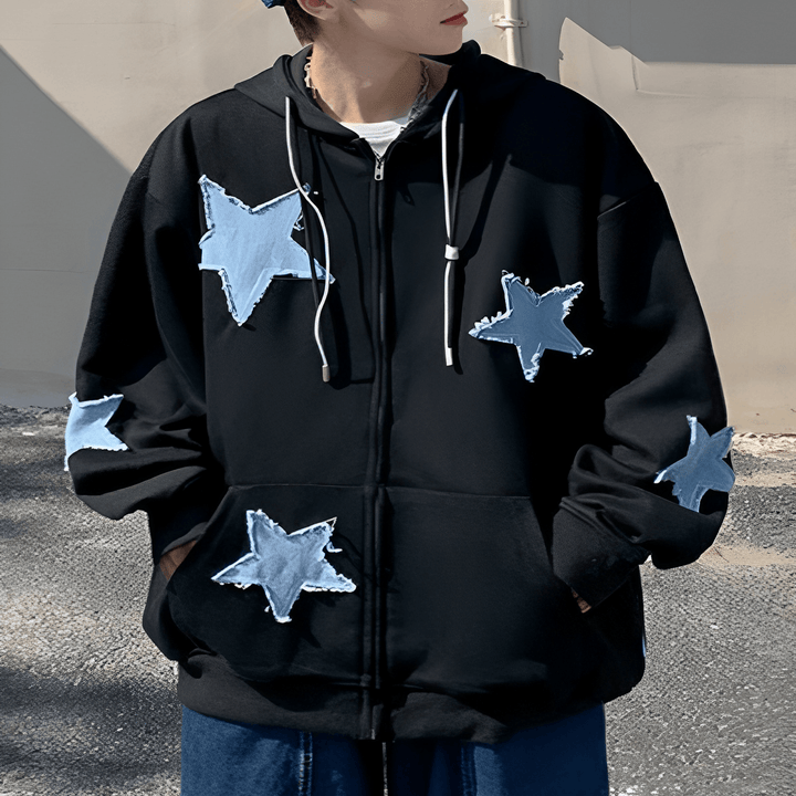 Y2k Star Hoodie  Black S  - VONVEX