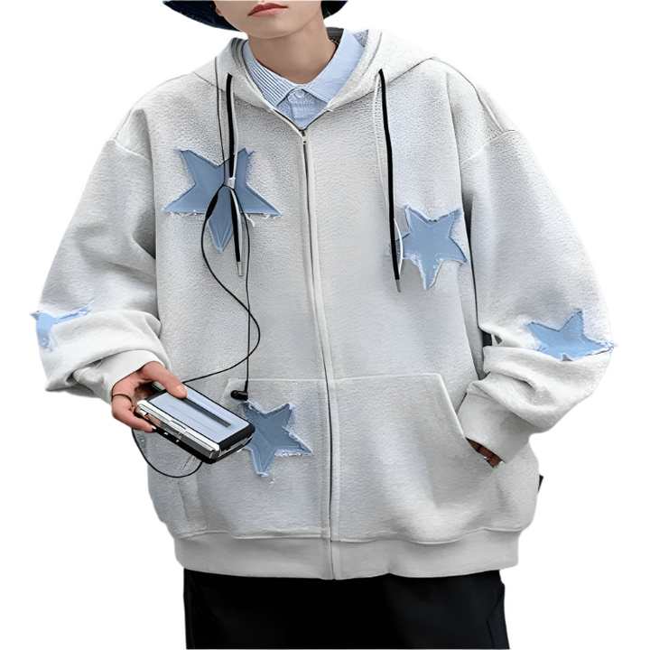 Y2k Star Hoodie  Grey S  - VONVEX